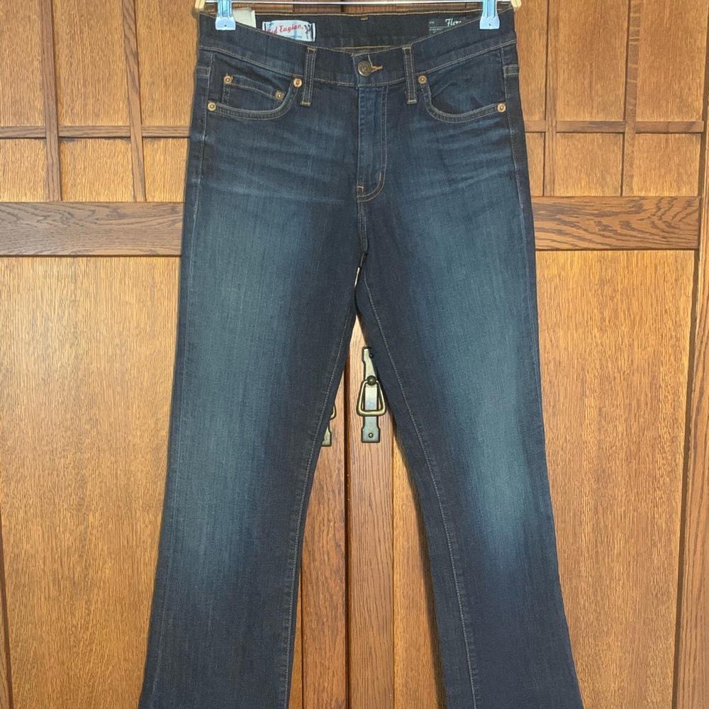 Red Engine Boot Cut flare jeans.